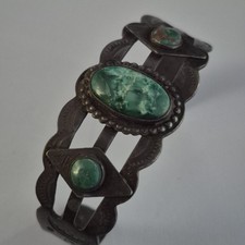 fred harvey bracelet Sterling Silver Turquoise Size 6.5 "