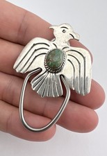 Vtg Fred Harvey Navajo Sterling Royston Turquoise Thunderbird Key Chain Ring - Additional view 2
