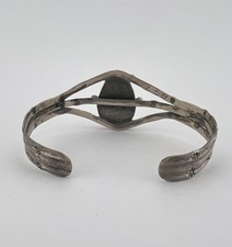Vtg Fred Harvey Navajo Sterling Silver Kingman Turquoise Stamped Cuff Bracelet - Additional view 4