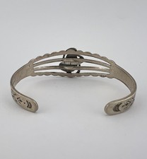 Vtg Fred Harvey Navajo Sterling Silver Royston Turquoise Stamped Cuff Bracelet - Additional view 4