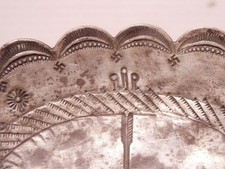 VINTAGE STERLING SILVER, OLD PAWN CONCHO ASHTRAY FRED HARVEY ERA WHIRLING LOGS! - Additional view 5