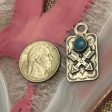 Native American Sterling Silver Fred Harvey Era Turquoise Crossed Arrows Dog Tag - Additional view 8
