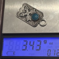 Native American Sterling Silver Fred Harvey Era Turquoise Crossed Arrows Dog Tag - Additional view 10