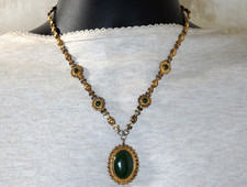 1930s Fred Harvey Era Pacific Jewelry JADE Vermeil Sterling Silver 19