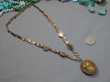 1930s Fred Harvey Era Pacific Jewelry JADE Vermeil Sterling Silver 19
