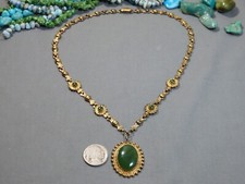 1930s Fred Harvey Era Pacific Jewelry JADE Vermeil Sterling Silver 19