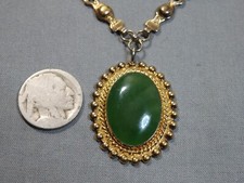 1930s Fred Harvey Era Pacific Jewelry JADE Vermeil Sterling Silver 19