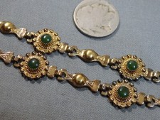 1930s Fred Harvey Era Pacific Jewelry JADE Vermeil Sterling Silver 19