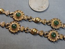 1930s Fred Harvey Era Pacific Jewelry JADE Vermeil Sterling Silver 19