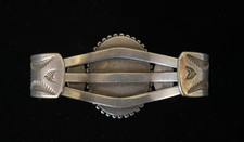 Old Fred Harvey Bracelet-Large Turquoise Stone-Coin Silver - Additional view 4