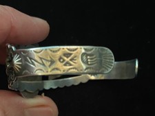 Vintage Fred Harvey Bracelet-Sterling Repousse With Old Turquoise Stone - Additional view 1