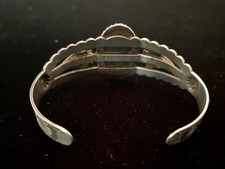 Vintage Fred Harvey Bracelet-Sterling Repousse With Old Turquoise Stone - Additional view 3