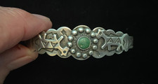 Vintage Fred Harvey Bracelet-Horses/Dogs-Old Turquoise-Very Nice Old Bracelet