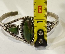 Fred Harvey Era Navajo Cuff  Bracelet Green Turquoise Sterling Silver VTG 50s 60 - Additional view 13
