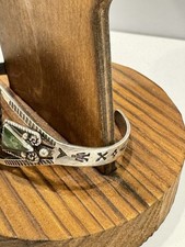 Fred Harvey Era Navajo Cuff  Bracelet Green Turquoise Sterling Silver VTG 50s 60 - Additional view 6