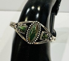 Fred Harvey Era Navajo Cuff  Bracelet Green Turquoise Sterling Silver VTG 50s 60 - Additional view 7