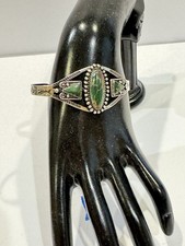 Fred Harvey Era Navajo Cuff  Bracelet Green Turquoise Sterling Silver VTG 50s 60 - Additional view 9