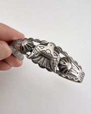 Vtg Fred Harvey Era Navajo Sterling Silver Stamped Thunderbird Cuff Bracelet - Additional view 7