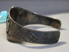 Fred Harvey Era NAVAJO Cerrillos TURQUOISE Sterling Silver THUNDERBIRD Bracelet - Additional view 6