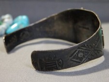 Fred Harvey Era NAVAJO Cerrillos TURQUOISE Sterling Silver THUNDERBIRD Bracelet - Additional view 7