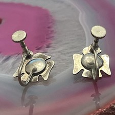 Native American Sterling Silver Fred Harvey Turquoise Thunderbird Earrings - Additional view 3