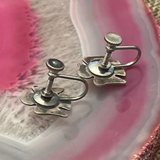 Native American Sterling Silver Fred Harvey Turquoise Thunderbird Earrings - Additional view 4