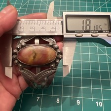 Vtg Fred Harvey Native American Petrified Wood Stamped Cuff Bracelet **READ** - Additional view 12