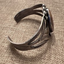 Vtg Fred Harvey Native American Petrified Wood Stamped Cuff Bracelet **READ** - Additional view 5