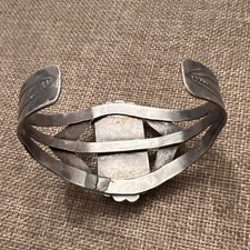 Vtg Fred Harvey Native American Petrified Wood Stamped Cuff Bracelet **READ** - Additional view 7