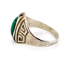 Bell Trading Post Signet Ring Sterling Silver Green Turquoise Sz 10 Fred Harvey - Additional view 2