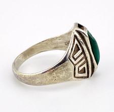 Bell Trading Post Signet Ring Sterling Silver Green Turquoise Sz 10 Fred Harvey - Additional view 4