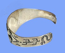 Vtg Fred Harvey Sterling Silver Green Turquoise Cuff Bracelet CACTUS SNAKE HTF!! - Additional view 1