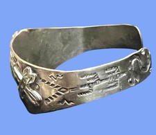 Vtg Fred Harvey Sterling Silver Green Turquoise Cuff Bracelet CACTUS SNAKE HTF!! - Additional view 2