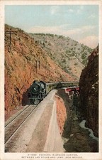 TRAIN FRED HARVEY TRAIN POSTCARD: APACHE CANYON BETWEEN LAS VEGAS & LAMY, NM