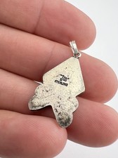 Vtg Fred Harvey Style Navajo Sterling Silver Turquoise Stamped Pendant - Additional view 3