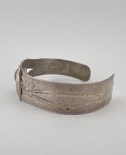 Vtg Fred Harvey Era Navajo Sterling Silver Cerrillos Turquoise Cuff Bracelet - Additional view 5