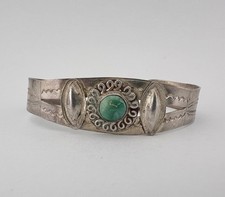 Vtg Fred Harvey Era Navajo Sterling Silver Cerrillos Turquoise Cuff Bracelet