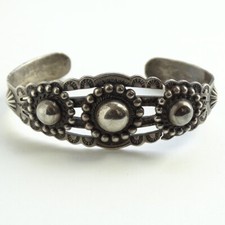 Harvey Era Navajo Orb & Satellite Sterling Cuff Bracelet AS-IS Repair/Wear 6.5