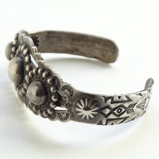 Harvey Era Navajo Orb & Satellite Sterling Cuff Bracelet AS-IS Repair/Wear 6.5