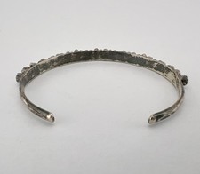 Vtg Fred Harvey Era Zuni Turquoise Sterling Silver 1 Row Snake Eye Cuff Bracelet - Additional view 4