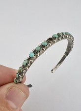 Vtg Fred Harvey Era Zuni Turquoise Sterling Silver 1 Row Snake Eye Cuff Bracelet - Additional view 7