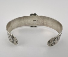 Fred Harvey Navajo Sterling Cerrillos Turquoise Stamped Horse Dog Cuff Bracelet - Additional view 5