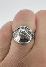 Vtg Fred Harvey Style Navajo Sterling Silver Stamped Horse Head & Lasso Ring - Additional view 8