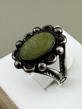 Early Old Pawn Fred Harvey Era Navajo Sterling Green Turquoise Ring Size 4.5-5 - Additional view 2