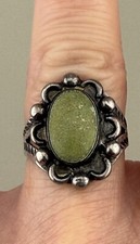 Early Old Pawn Fred Harvey Era Navajo Sterling Green Turquoise Ring Size 4.5-5 - Additional view 11