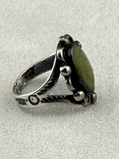 Early Old Pawn Fred Harvey Era Navajo Sterling Green Turquoise Ring Size 4.5-5 - Additional view 3