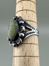 Early Old Pawn Fred Harvey Era Navajo Sterling Green Turquoise Ring Size 4.5-5 - Additional view 7