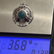 Early Native American Sterling Silver Fred Harvey Turquoise Thunderbird Pin 1” - Additional view 11