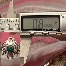 Early Native American Sterling Silver Fred Harvey Turquoise Thunderbird Pin 1” - Additional view 10