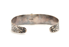 Fred Harvey Era 925 Sterling Stamped Thunderbird Turquoise Cuff Bracelet, 6.25